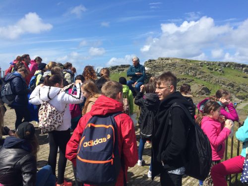 Tour group at Tintagel.